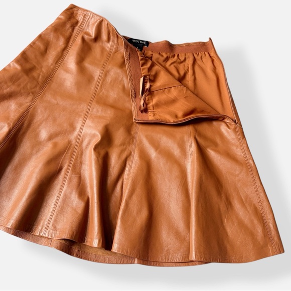 White House Black Market Leather Skirt Cognac Brown A-Line Quiet Luxury Sz 8 - Picture 7 of 13